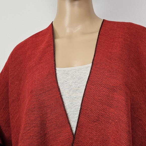 Janice Apparel Wrap Poncho Colorblock Fringed One size Country Cabincore - Picture 4 of 12